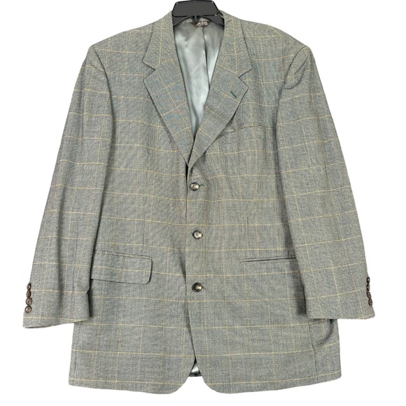 bill blass Other - Bill Blass Windowpane Gorpcore Preppy Plaid Wool Blazer Jacket Mens 42